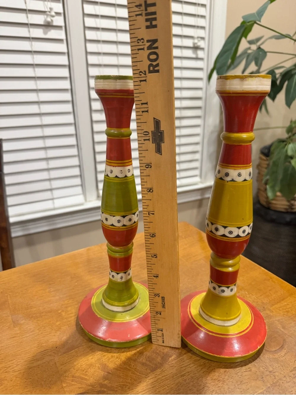 Handmade in India Painted Wood Candlesticks by Tozai Home